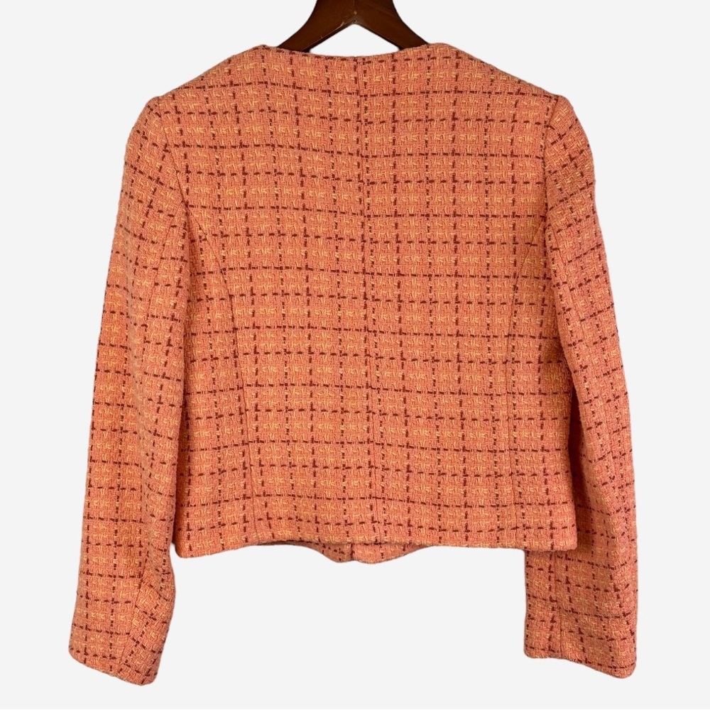 Mango MNG Short Tweed Blazer Orange Goldtone Button Details Size S NEW - Picture 5 of 15
